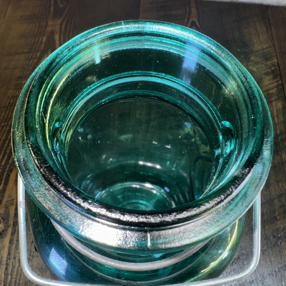 Vintage‎ Ball Ideal Blue Glass Canning Jar w/ Wire Closure, 9.5" tall - NO lid - Picture 5 of 12